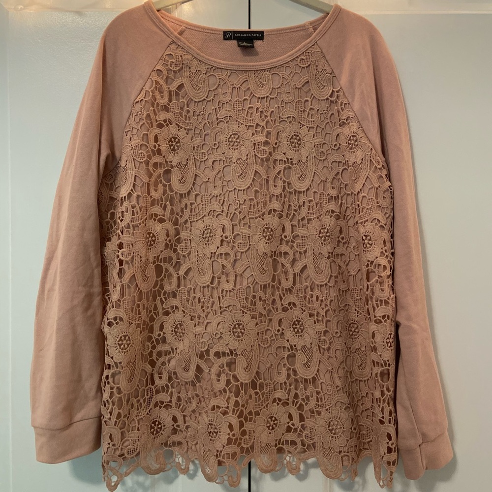 Adrianna Papell Blush Pink Lace Sweater